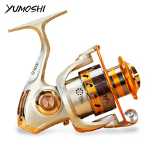 Load image into Gallery viewer, Yumoshi Metal Spool Spinning Fishing Reel Carretilha Pesca Wheel 12-Ball Bearing