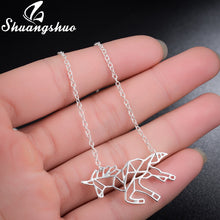 Load image into Gallery viewer, Ethnic Origami Unicorn Necklace Choker Horse Necklace Women Necklaces & Pendants Animal Necklace Silver Jewelry colar