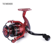 Load image into Gallery viewer, YUMOSHI 13+1BB Full Metal Spinning Fishing Reel 4.7:1/5.5:1 Gear Ratio Pesca Aluminum Spool Tackle With Foldable Handle