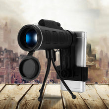 Load image into Gallery viewer, 40X60 Monocular Telescope Zoom Scope with Compass Phone Clip Tripod for Mobile Phone Camera
