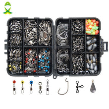 Load image into Gallery viewer, JSM 160pcs/box Fishing Accessories Kit Including Jig Hooks fishing Sinker weights fishing Swivels Snaps with fishing tackle box