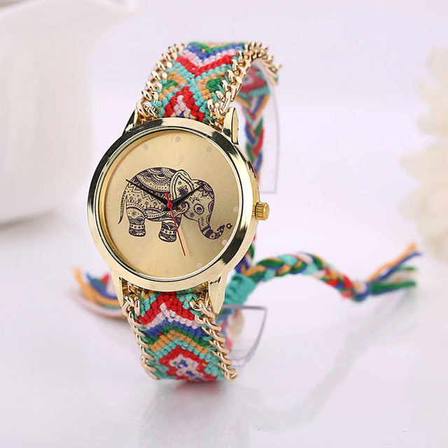 Women Elephant Leather Bracelet Watches