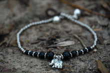 Load image into Gallery viewer, Black Elephant Pendant Boho Silver Anklet