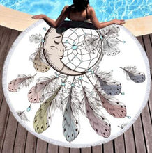 Load image into Gallery viewer, Moon and Dreamcatcher Tassel Mandala Tapestry Bohemian Round Beach Towel Toalla Sunblock Blanket 150cm Yoga Mat
