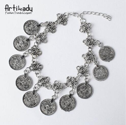 Artilady bohemian coin bracelet antic silver charm