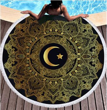 Bedding 3D printing moon stamping Round Bohemian Beach towel home textile  Beach Towel Tapestry Blanket
