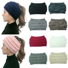 Load image into Gallery viewer, 2019 New  Ponytail Beanie Women Stretch Knitted Crochet Beanies Winter Hats For Women Hats Cap Warm Lady Messy Bun Wholesale
