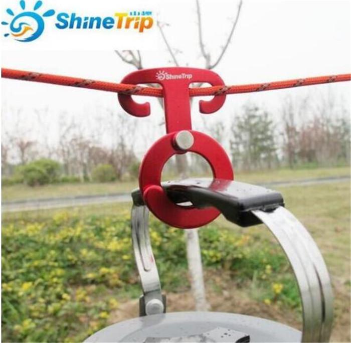 5PCS Shine Trip Aluminum Rope Hanger Multifunction Outdoor Camping Tent Guy line Tool Paracord Rope Buckle Travel Kit Survival E