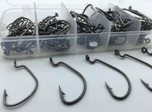 Load image into Gallery viewer, Rompin 100pcs/box High carbon Steel Fishing Hooks Crank Lead Sharp worm  2# 1# 1/0# 2/0# 3/0# mix size
