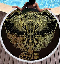 Load image into Gallery viewer, Bedding 3D printing Golden elephant Round Bohemian Beach towel home textile  Beach Towel Tapestry Blanket
