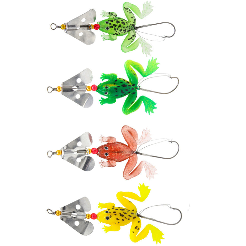 Frogs Fishing Lure Set 4pcs/LOT Rubber Soft Fishing Lures Bass SpinnerBait spoon Lures carp fishing tackle