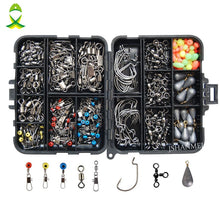 Load image into Gallery viewer, JSM 160pcs/box Fishing Accessories Kit Including Jig Hooks fishing Sinker weights fishing Swivels Snaps with fishing tackle box
