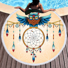 Load image into Gallery viewer, Bedding 3D printing owl Round Bohemian Beach towel home textile  Beach Towel Tapestry Blanket
