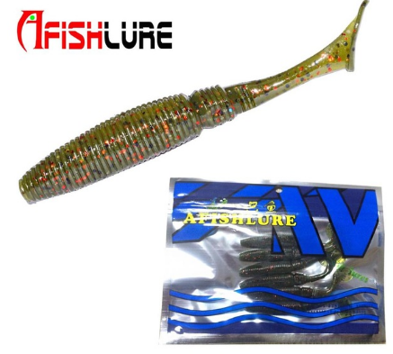 AFISHLURE 6pcs/lot T Tail Soft Worm 3.2g 75mm Paddle wobbler fishing lure for bass Fishing Bait Grub Swimbait