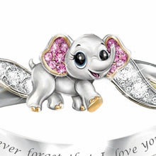 Load image into Gallery viewer, Never Forget I Love You Silver Cute Pink Elephant Crystal Zircon Engagement Ring Accessories Lover&#39;s Gift Anniversary Jewelry
