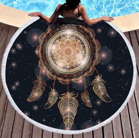 Bedding 3D printing Golden Round Bohemian Beach towel home textile  Beach Towel Tapestry Blanket