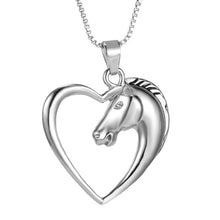 Load image into Gallery viewer, jewelry plated white K Horse in Heart Necklace Pendant Necklace for women girl mom gifts Unicorn
