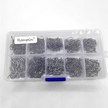 Load image into Gallery viewer, Rompin 500pcs/set mixed size #3~12 high carbon steel carp fishing hooks pack with hole with Retail Original box Jigging Bait
