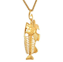Load image into Gallery viewer, Big Fish Bone Statement Pendant Necklaces
