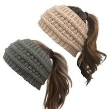 Load image into Gallery viewer, 2019 New  Ponytail Beanie Women Stretch Knitted Crochet Beanies Winter Hats For Women Hats Cap Warm Lady Messy Bun Wholesale
