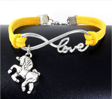 Load image into Gallery viewer, Infinity handmade bracelet Vintage Animals Antique Silver Horse Unicorn Charms Infinity Love Leather Bracelet

