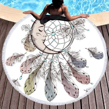 Load image into Gallery viewer, Moon and Dreamcatcher Tassel Mandala Tapestry Bohemian Round Beach Towel Toalla Sunblock Blanket 150cm Yoga Mat
