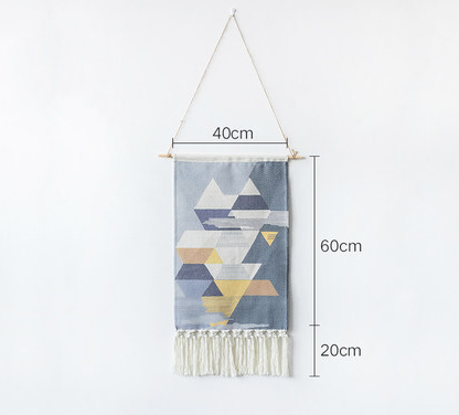 Indoor decor cotton printing geometric pattern hand-knotted tassels hippie wall hanging tapestry