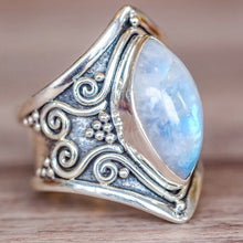 Load image into Gallery viewer, Vintage Silver Big Stone Ring for Women Fashion Bohemian Boho Jewelry

