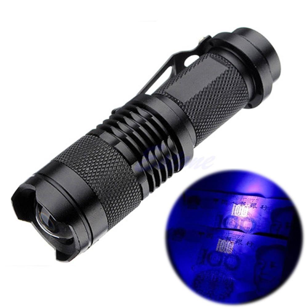 Zoomable LED UV Flashlight SK68 Violet Light 1200LM Adjustable Focus 3 Modes  Lamp Used By AA Or 14500 Battery