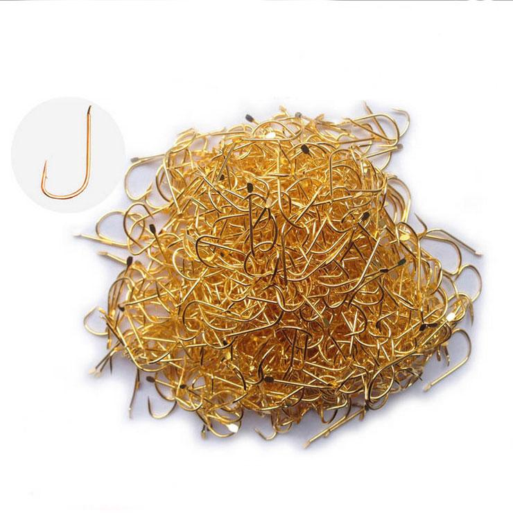 Rompin 100pcs fly fishing hook golden fishing hook small high carbon steel Fresh Water