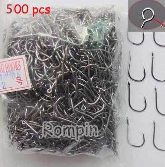 Rompin 500pcs carp fishing hooks with hole High quality Carbon Steel #3-#12 10 size choose Fly carp sea