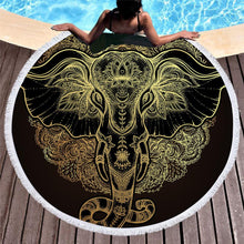 Load image into Gallery viewer, Bedding 3D printing Golden elephant Round Bohemian Beach towel home textile  Beach Towel Tapestry Blanket

