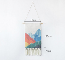 Load image into Gallery viewer, Indoor decor cotton printing geometric pattern hand-knotted tassels hippie wall hanging tapestry
