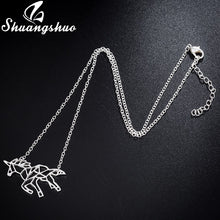 Load image into Gallery viewer, Ethnic Origami Unicorn Necklace Choker Horse Necklace Women Necklaces &amp; Pendants Animal Necklace Silver Jewelry colar
