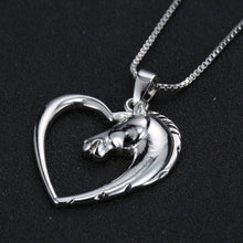 Load image into Gallery viewer, jewelry plated white K Horse in Heart Necklace Pendant Necklace for women girl mom gifts Unicorn
