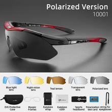 Load image into Gallery viewer, ROCKBROS Polarized Sports Men Sunglasses Road Cycling Glasses Mountain Bike Bicycle Riding Protection Goggles Eyewear 5 Lens
